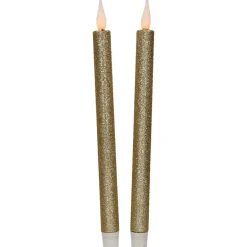 Feeric lights & Christmas LED dinerkaarsen - 2x - goud - 28x2cm New