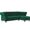 Dorel Home Felix - 3-zits hoekslaapbank in groen fluweel Sale