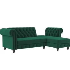 Dorel Home Felix - 3-zits hoekslaapbank in groen fluweel Sale