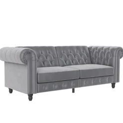 Dorel Home Felix - 3-zits slaapbank in lichtgrijs fluweel Discount