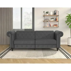 Dorel Home Felix - 3-zits slaapbank in grijze kunstleer Outlet