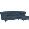 Dorel Home Felix - 3-zits slaapbank in blauw fluweel Outlet