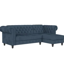Dorel Home Felix - 3-zits slaapbank in blauw fluweel Outlet