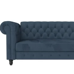 Dorel Home Felix - 3-zits slaapbank in blauw fluweel Outlet