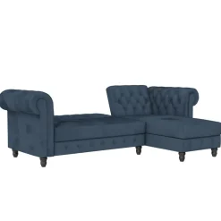 Dorel Home Felix - 3-zits slaapbank in blauw fluweel Outlet