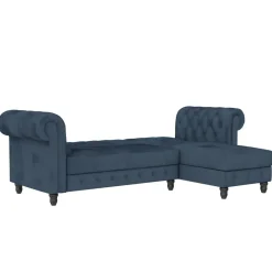 Dorel Home Felix - 3-zits slaapbank in blauw fluweel Outlet