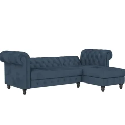 Dorel Home Felix - 3-zits slaapbank in blauw fluweel Outlet