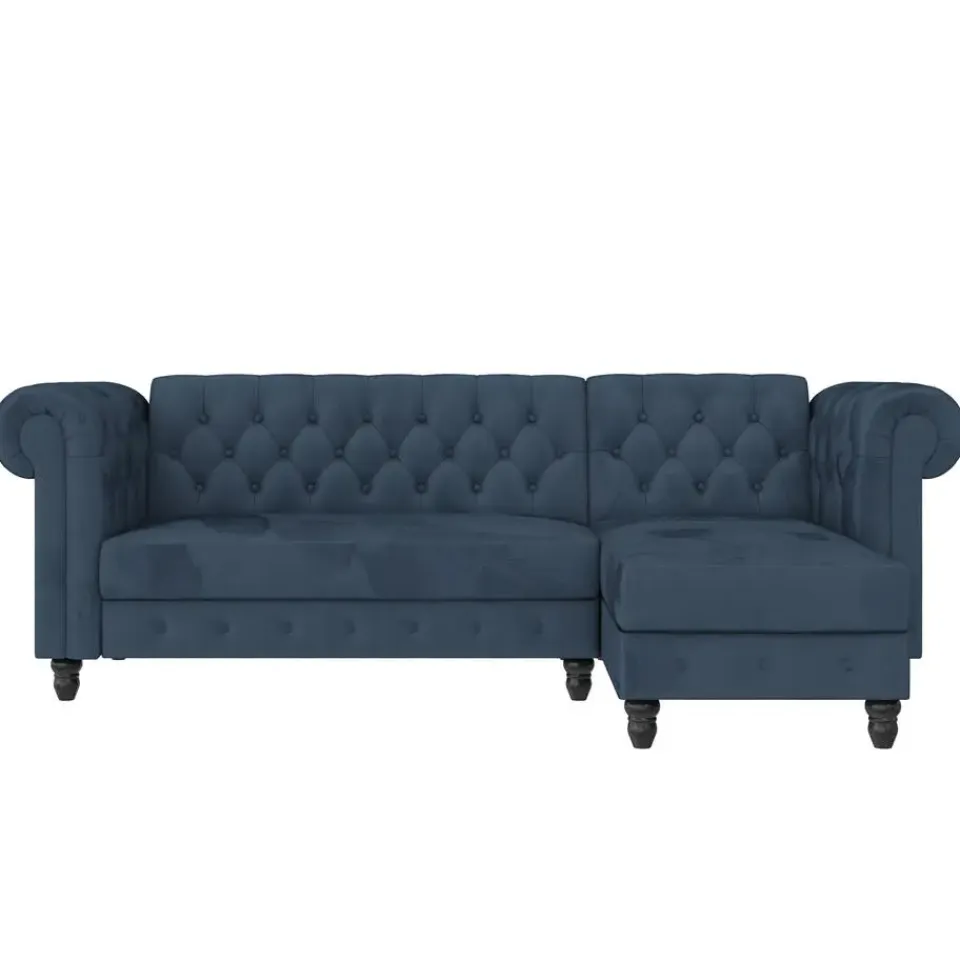 Dorel Home Felix - 3-zits slaapbank in blauw fluweel Outlet