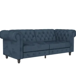 Dorel Home Felix - 3-zits slaapbank in blauw fluweel Outlet