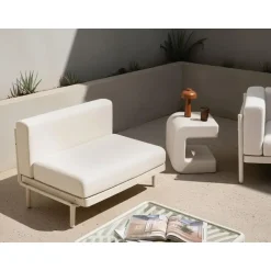 Leen Bakker FERRETTI - Tuinbank uitbreidingsmodule - Lichtbeige - Stof Hot