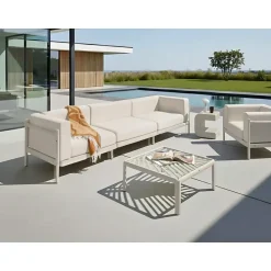 Leen Bakker FERRETTI - Tuinbank 3-zits - Lichtbeige - Synthetisch New