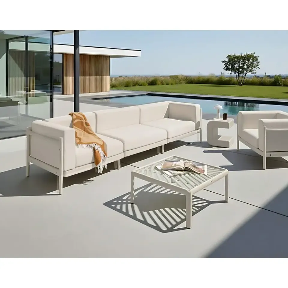 Leen Bakker FERRETTI - Tuinbank 3-zits - Lichtbeige - Synthetisch New