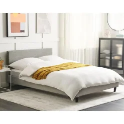 Beliani FITOU - Tweepersoonsbed - Lichtgrijs - 140 x 200 cm - Polyester Clearance