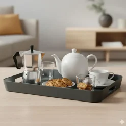 5five - Dienblad - met handvatten - antraciet - 44 x 29 cm Discount