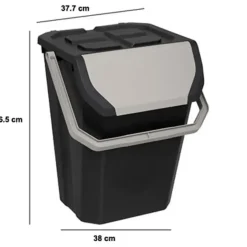 5five Afvalbak/vuilnis klepdeksel - kunststof - zwart - 37L Online