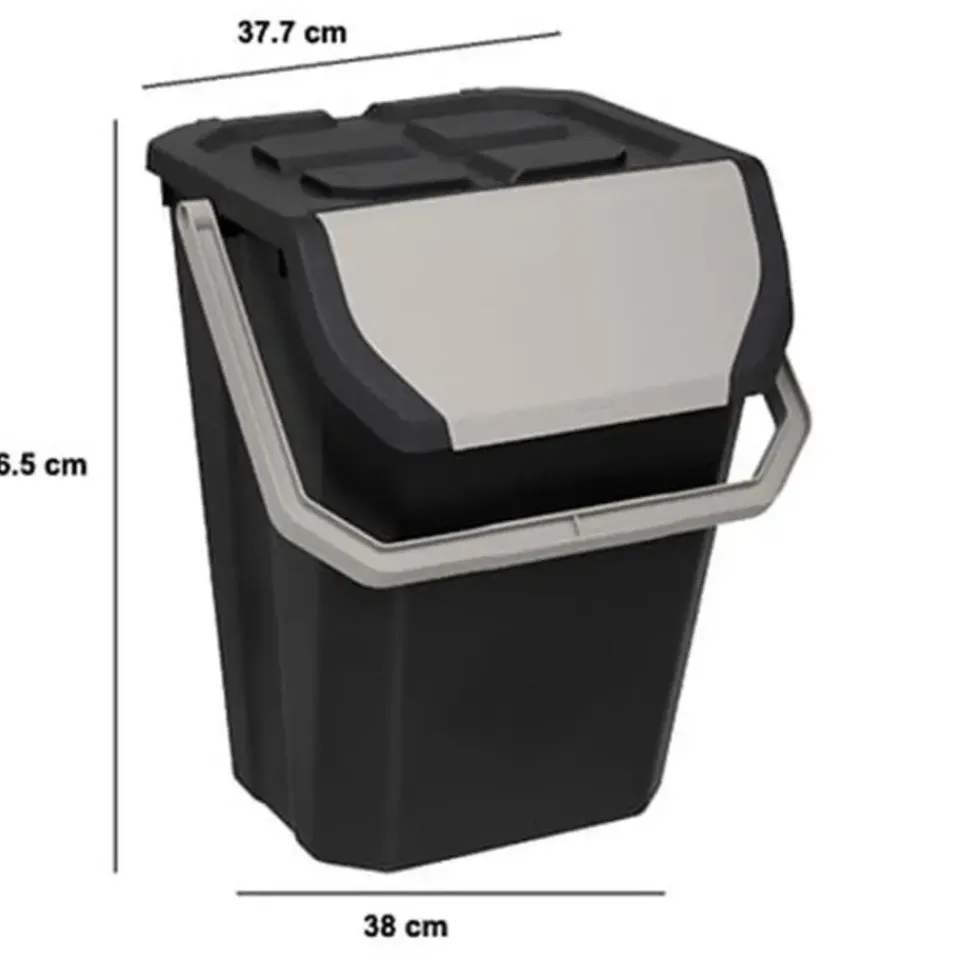 5five Afvalbak/vuilnis klepdeksel - kunststof - zwart - 37L Online