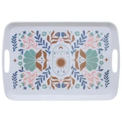 5five Design dienblad van melamine - 39 x 26 cm - flowers print wit