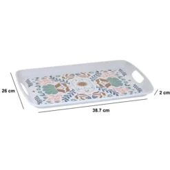 5five Design dienblad van melamine - 39 x 26 cm - flowers print wit