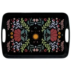 5five Design dienblad van melamine - 39 x 26 cm - flowers print zwart Discount