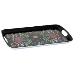 5five Design dienblad van melamine - 39 x 26 cm - flowers print zwart Discount