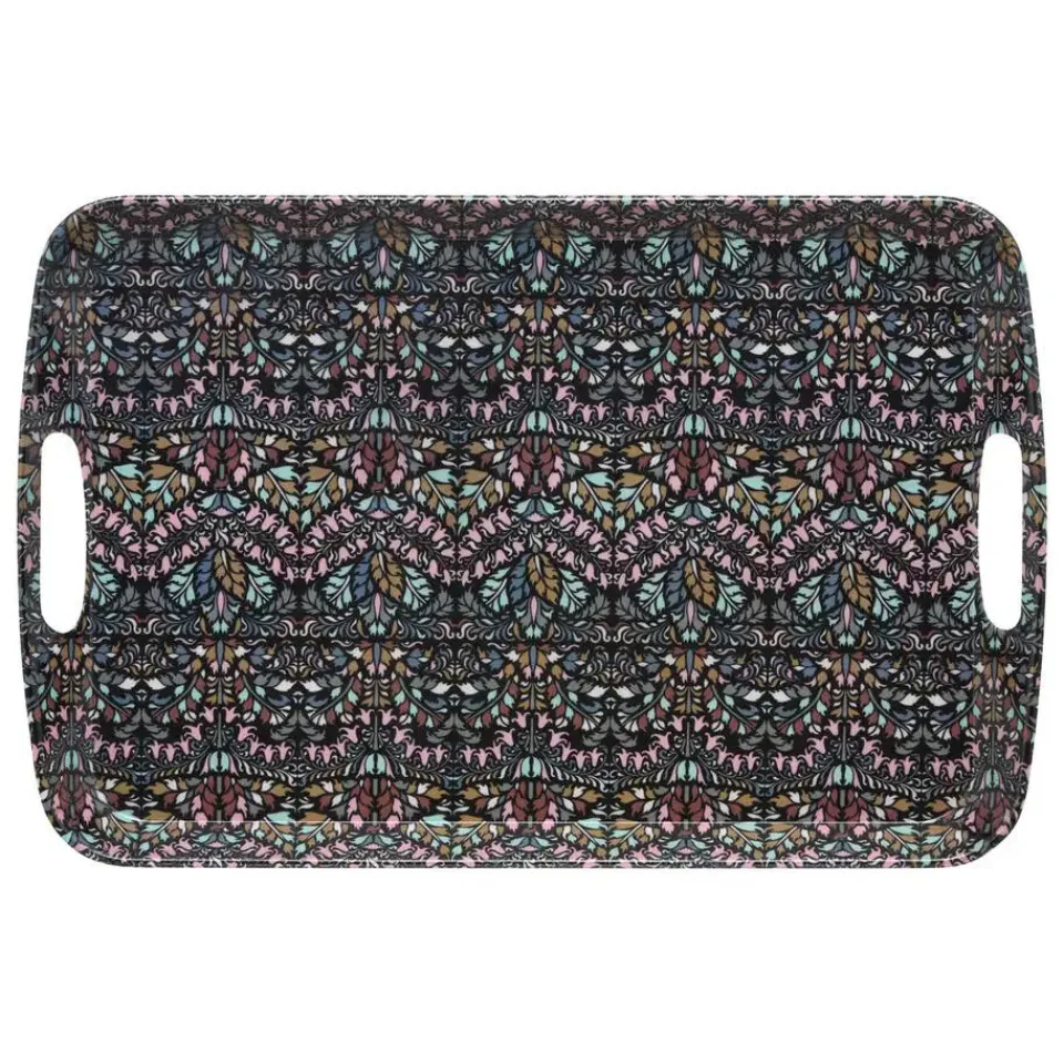 5five Design dienblad van melamine - 47 x 30 cm - flowers print antraciet Hot