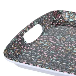 5five Design dienblad van melamine - 47 x 30 cm - flowers print antraciet Hot