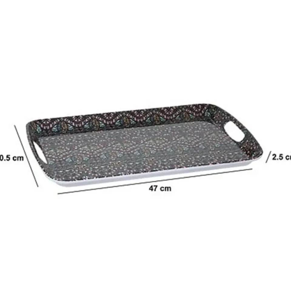 5five Design dienblad van melamine - 47 x 30 cm - flowers print antraciet Hot