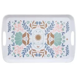 5five Design dienblad van melamine - 47 x 30 cm - flowers print wit Best