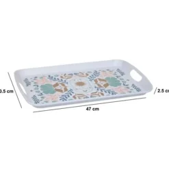 5five Design dienblad van melamine - 47 x 30 cm - flowers print wit Best
