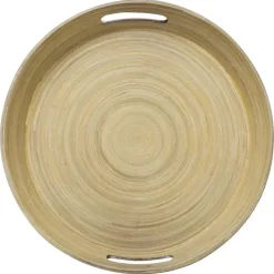 5five Dienblad/serveerblad - bamboe zwart - handvaten - D42 cm Online