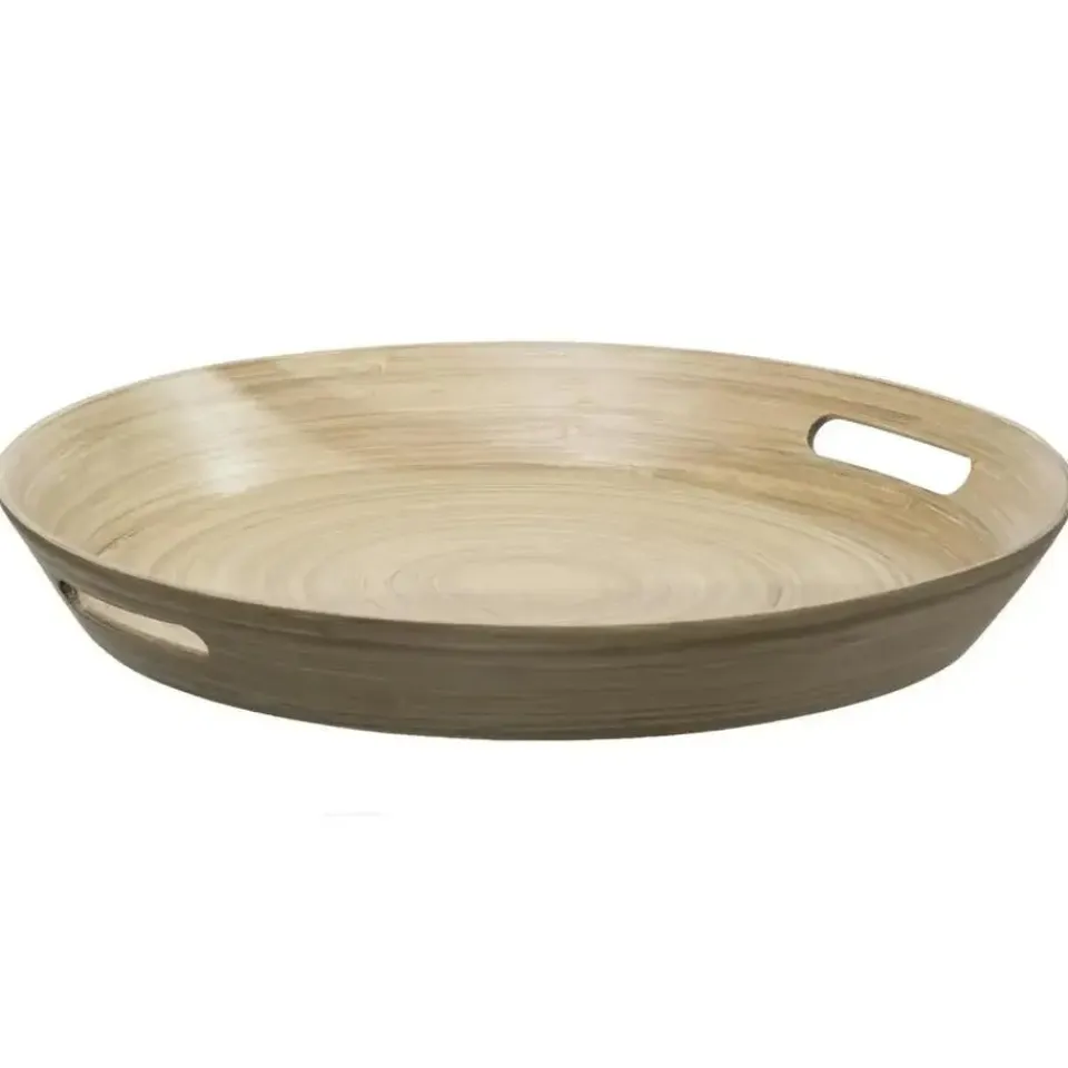 5five Dienblad/serveerblad - bamboe bruin - handvaten - D42 cm Sale