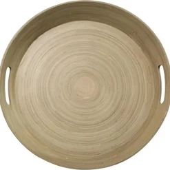 5five Dienblad/serveerblad - bamboe bruin - handvaten - D42 cm Sale