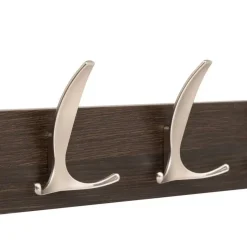 5five Kapstok - 4 ophang haken - RVS - bruin/zilver - 45 x 10 cm Discount