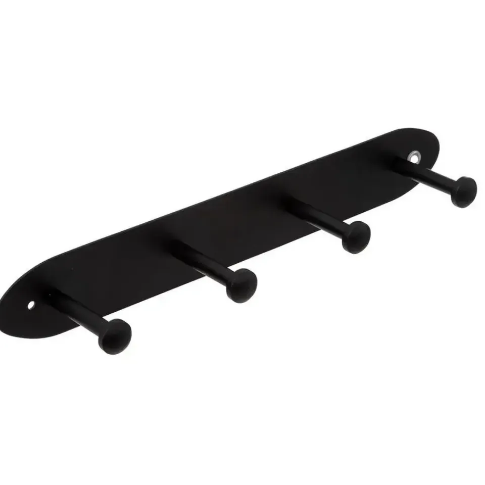 5five Kapstok rek voor wand/muur - zwart - 4 ophanghaken - B35 cm Sale