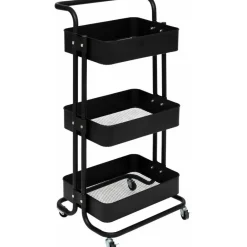 5five Keuken/badkamer opberg trolley - 3 laags - zwart Online