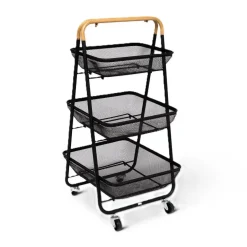 5five Keuken/badkamer opberg trolley - 3 laags - zwart Clearance