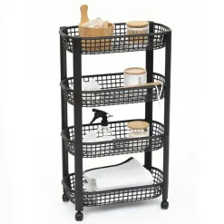 5five Keuken/badkamer trolley 4 laags - 46 x 25 x 79 cm - zwart Sale