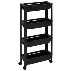 5five Keuken/badkamer trolley 4 laags - 37 x 15 x 79 cm - zwart Best