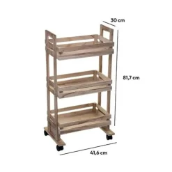 5five Keukentrolley/kast - bruin - hout - 82 x 42 x 30 cm - 3 niveaus - fruitkis Clearance