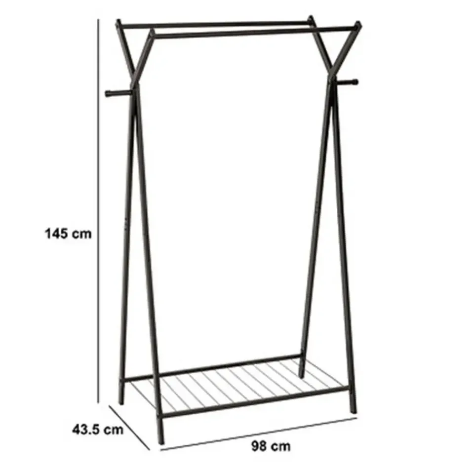 5five Kledingrek met dubbele stang - rvs - zwart - 98x42x145 cm Discount
