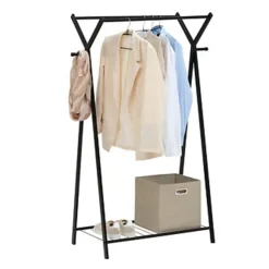 5five Kledingrek met dubbele stang - rvs - zwart - 98x42x145 cm Discount