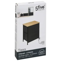 5five Opbergkast - 2x mand - 42x30x51cm - hout/stof donkergrijs Online