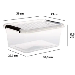 5five Opbergkist met deksel - Clip Box - 12,5L - 39x29x17 cm
