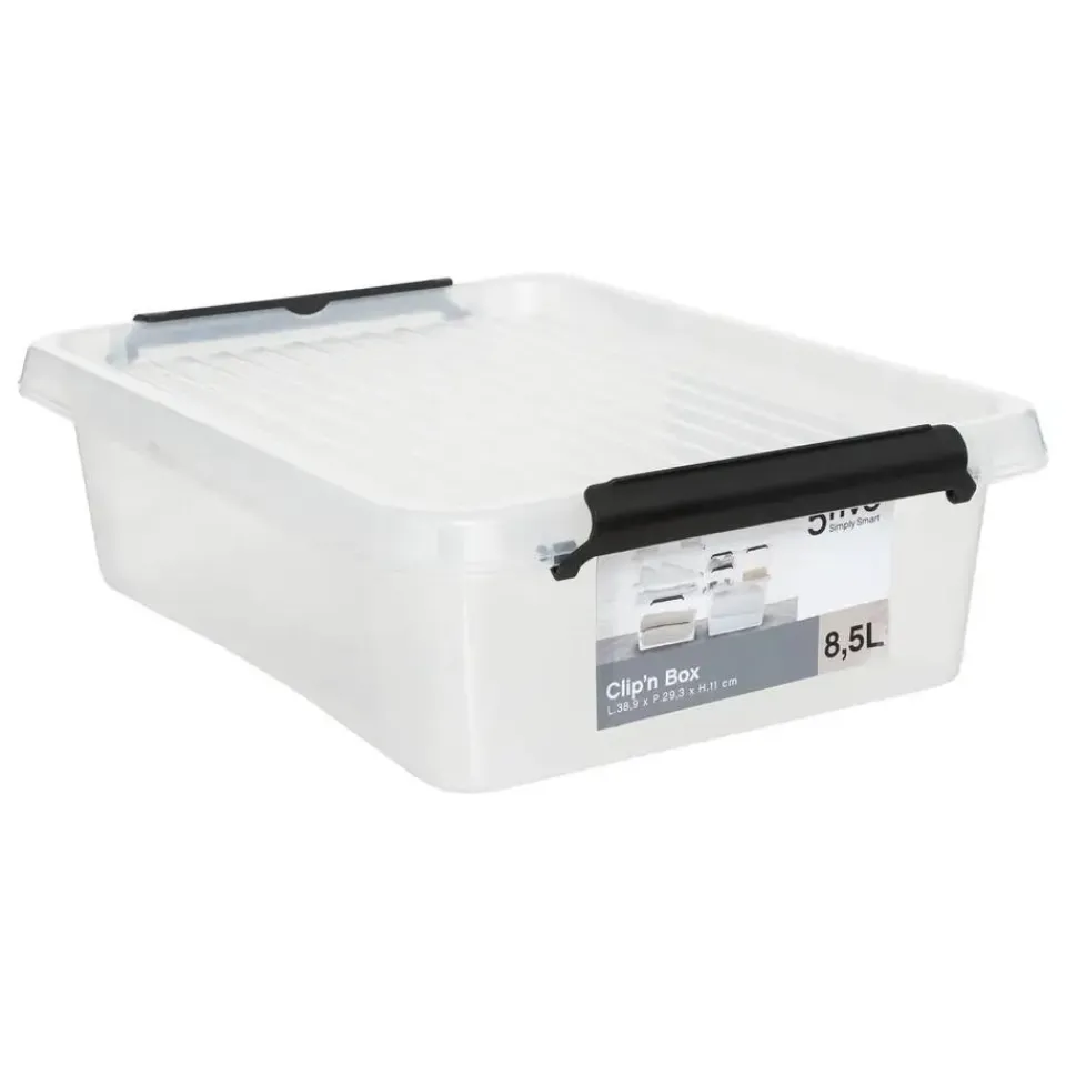 5five Opbergkist met deksel - Clip Box - 8,5L - 39x29x12 cm Discount