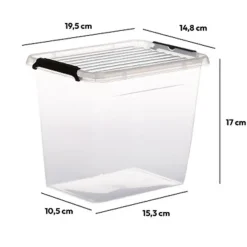 5five Opbergkist met deksel - Clip Box - 3L - 19x15x17 cm