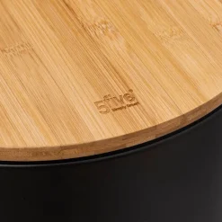 5five Prullenbak/pedaalemmer Bamboe - zwart - 30L - 38 x 29 x 60 cm Best