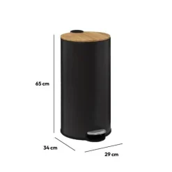 5five Prullenbak/pedaalemmer Bamboe - zwart - 30L - 38 x 29 x 60 cm Best
