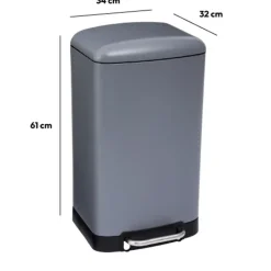 5five Prullenbak/pedaalemmer - grijs - metaal - 30 liter - 34 x 61 cm Clearance