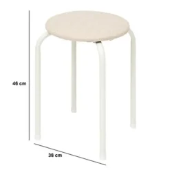 5five Stapelbaar zit krukje - metaal/polyester - wit Online