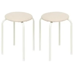 5five Stapelbaar zit krukje - metaal/polyester - wit Online